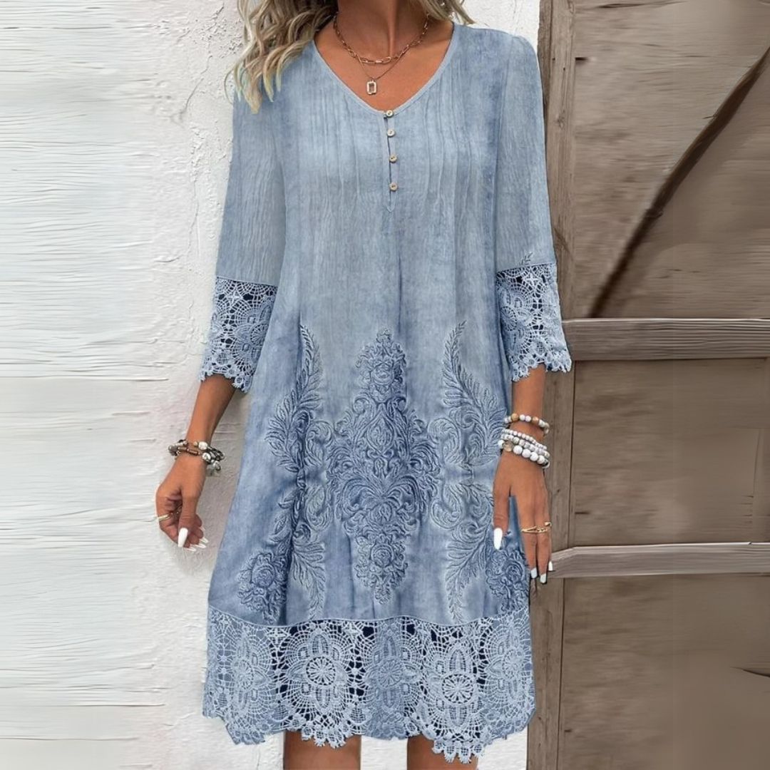 Women’s Dress | V-Neck Embroidered Midi 0
