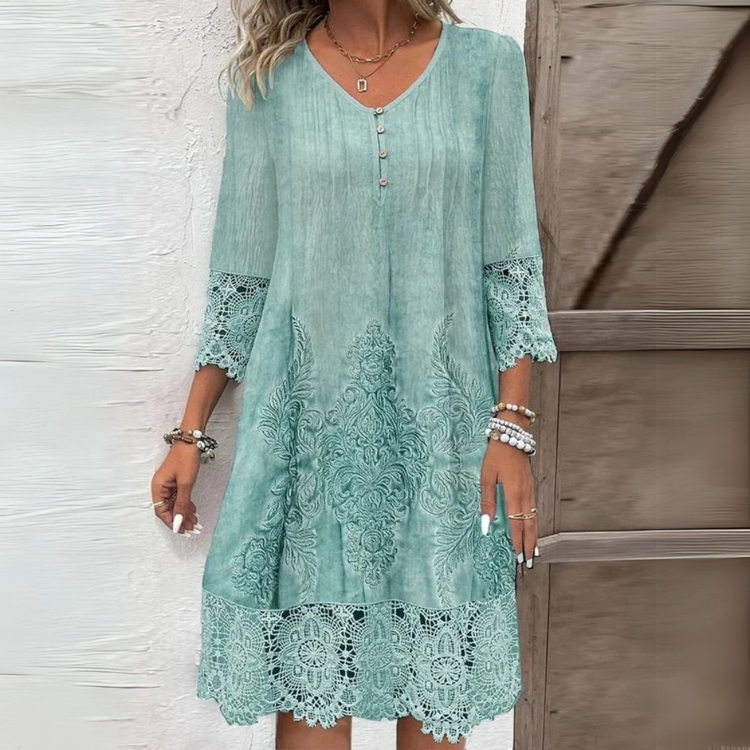 Women’s Dress | V-Neck Embroidered Midi 1