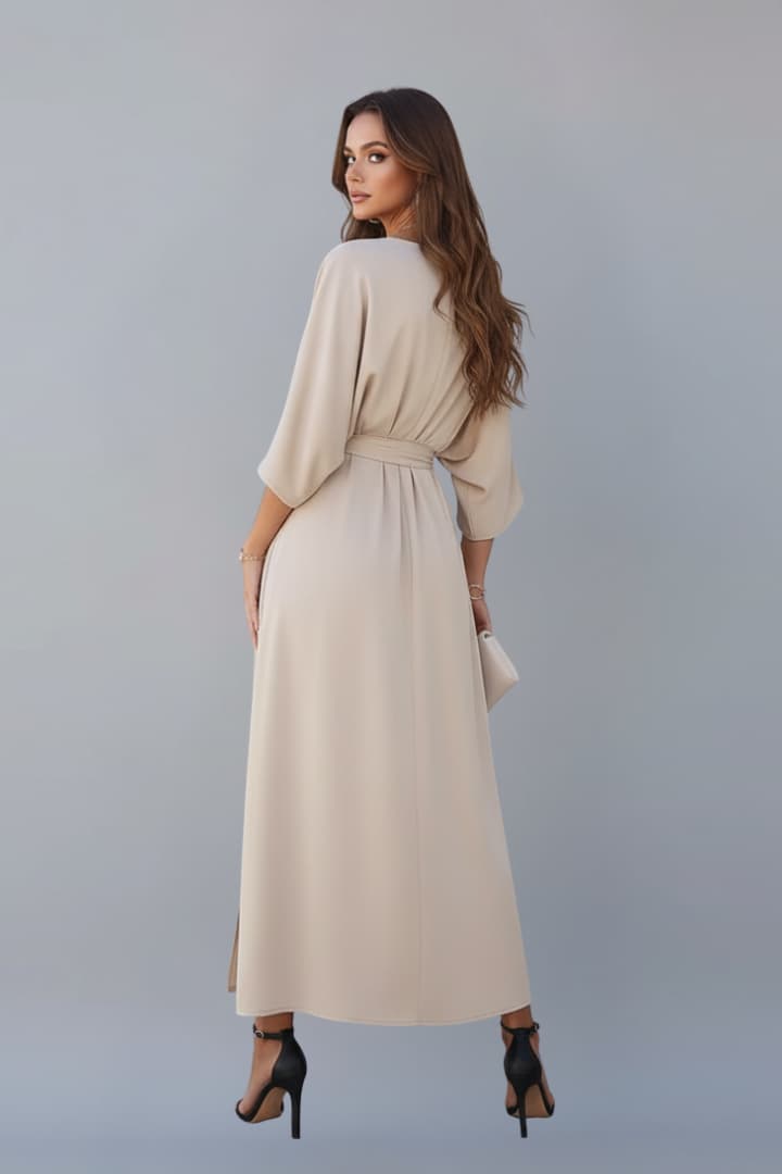 Women's Dress with Waist Tie and Short Loose Sleeves 4