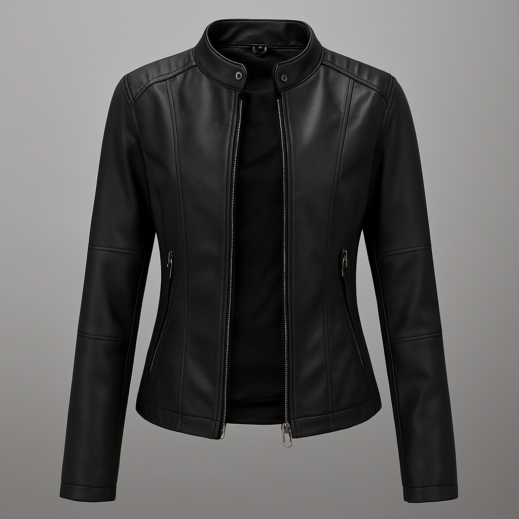 Women’s Fitted Red Leather Moto Jacket 0