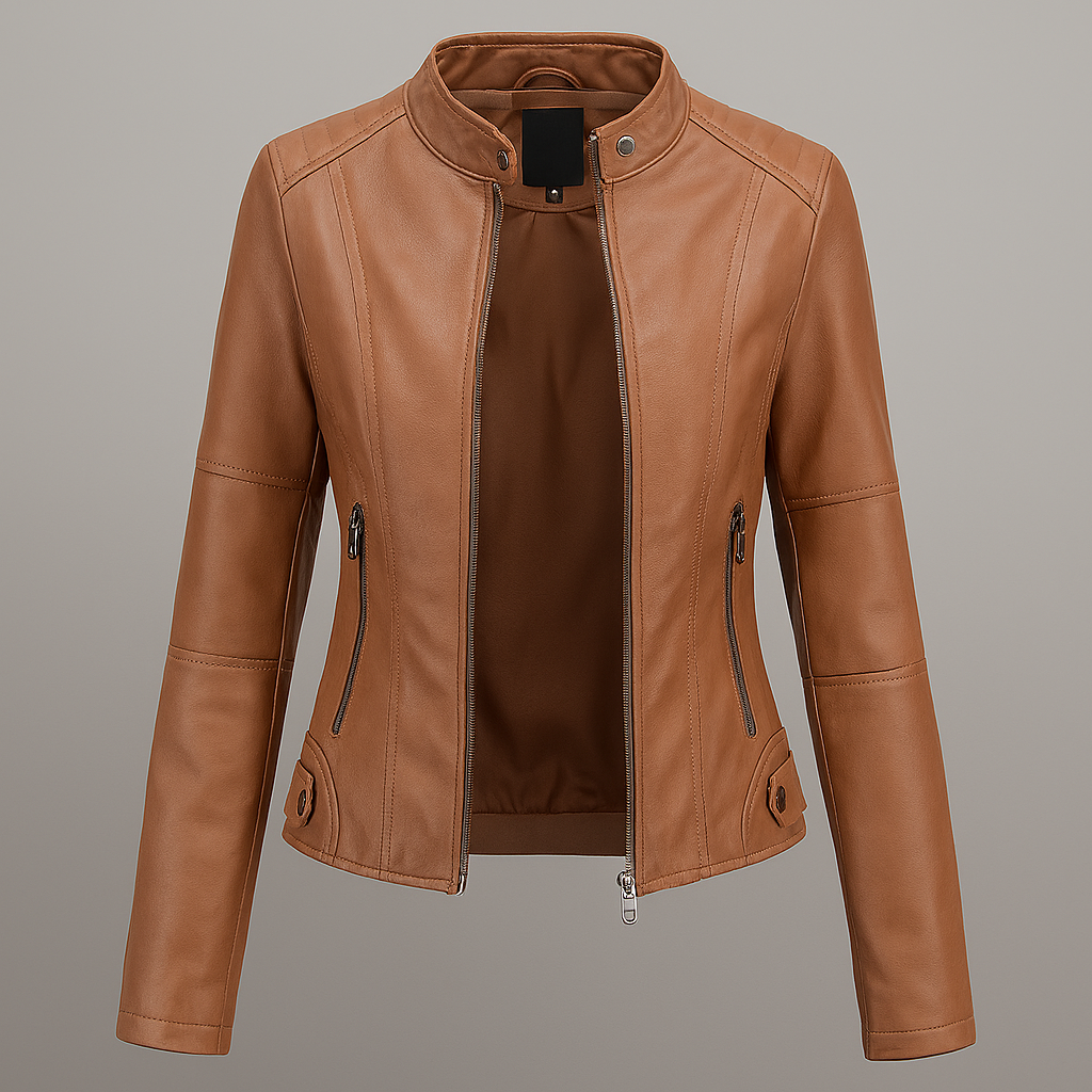 Women’s Fitted Red Leather Moto Jacket 2