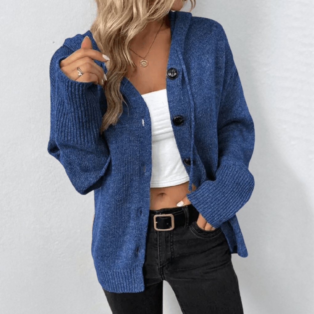 Women’s Knit Cardigan – Warm Button-Down with Puffer Detail 2