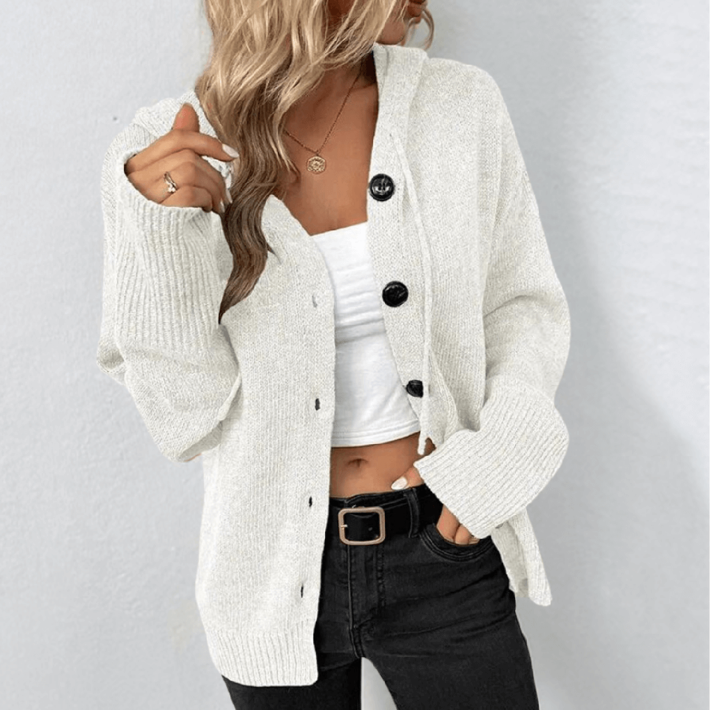 Women’s Knit Cardigan – Warm Button-Down with Puffer Detail 3