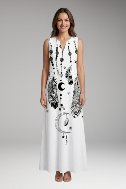 Women's Maxi Dress with V'Neck and Butterfly Print 10