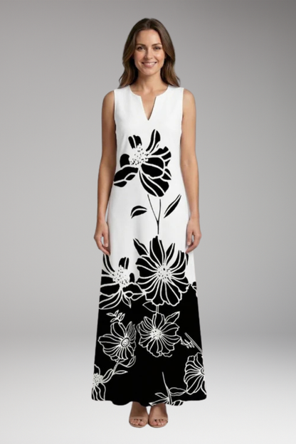 Women's Maxi Dress with V'Neck and Butterfly Print 15