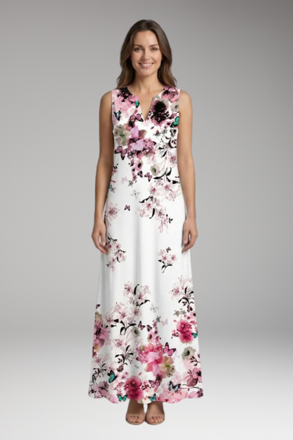 Women's Maxi Dress with V'Neck and Butterfly Print 16