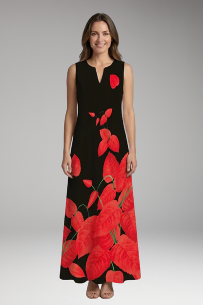 Women's Maxi Dress with V'Neck and Butterfly Print 6