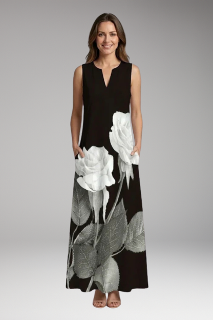 Women's Maxi Dress with V'Neck and Butterfly Print 7