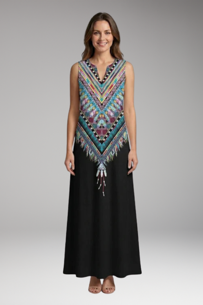 Women's Maxi Dress with V'Neck and Butterfly Print 8