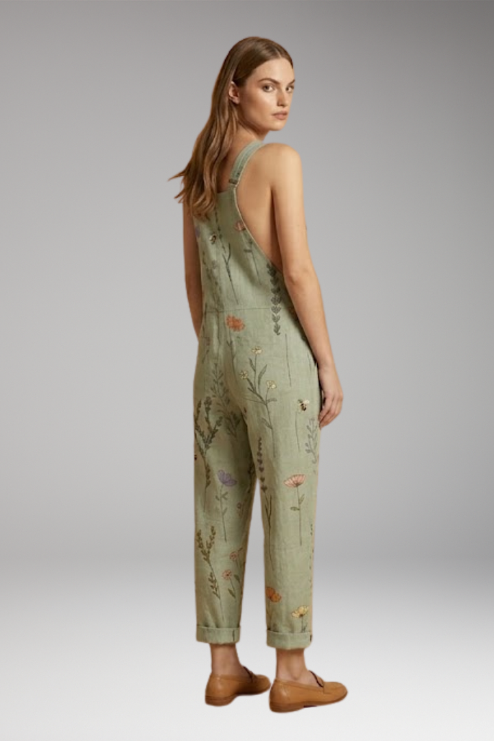 Women's Printed Dungarees with Loose Fit and Adjustable Straps 3