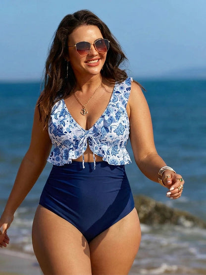 Women’s Ruffle Trim High Waisted Bikini Set 10