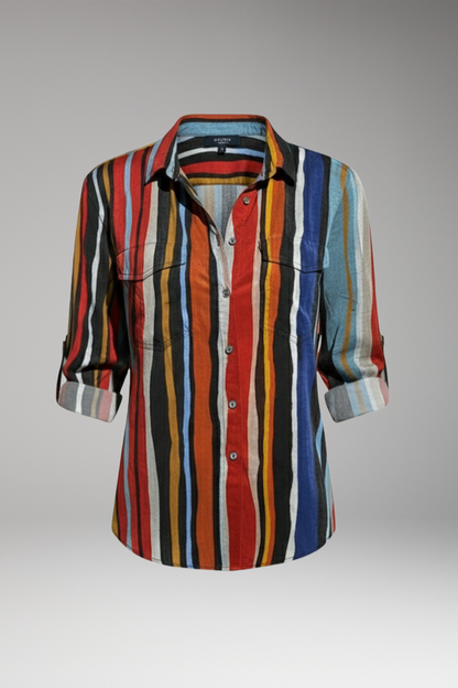 Women's Shirt with Button Front and Printed Pattern 1