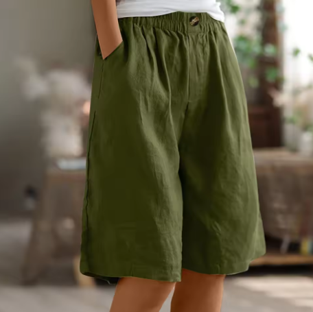 Women's Shorts | Elastic Waist Loose Fit Pocket 0