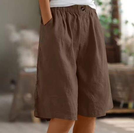Women's Shorts | Elastic Waist Loose Fit Pocket 10