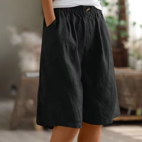 Women's Shorts | Elastic Waist Loose Fit Pocket 11