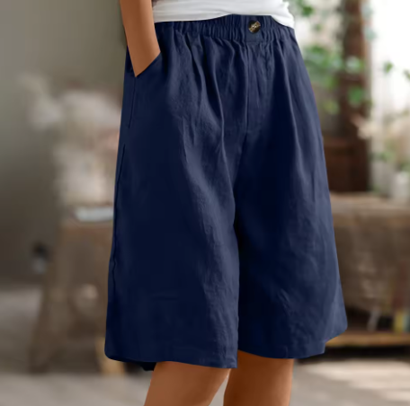 Women's Shorts | Elastic Waist Loose Fit Pocket 5