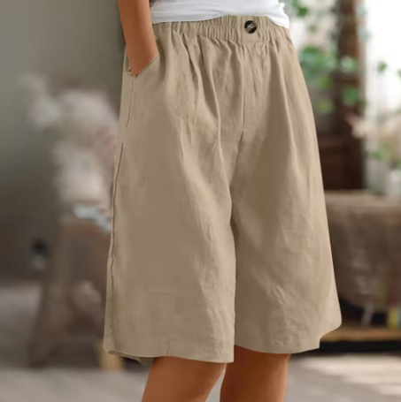 Women's Shorts | Elastic Waist Loose Fit Pocket 7