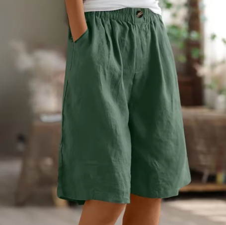 Women's Shorts | Elastic Waist Loose Fit Pocket 8