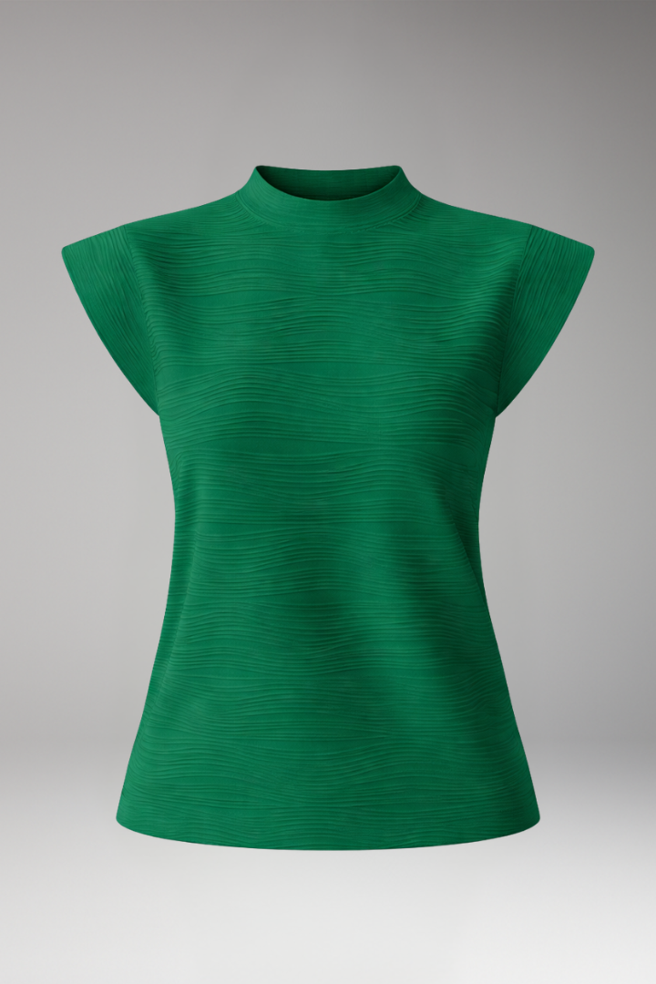 Women's Sleeveless Top with Round Neck and Textured Surface 1