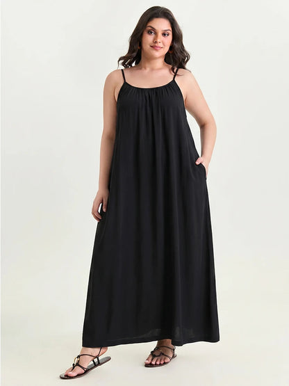 Women's Solid Color Backless Cami Dress 1