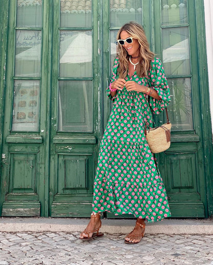 Women's Spring Dress | Patterned Maxi Long Sleeve 4