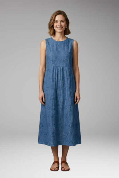Women's Spring'Summer Dress with Round Neck and Pockets 0