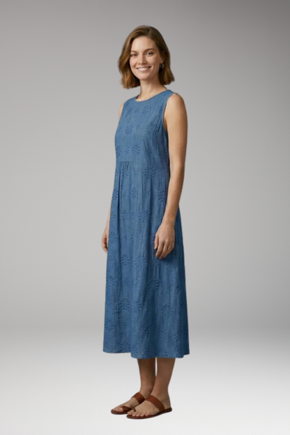 Women's Spring'Summer Dress with Round Neck and Pockets 3