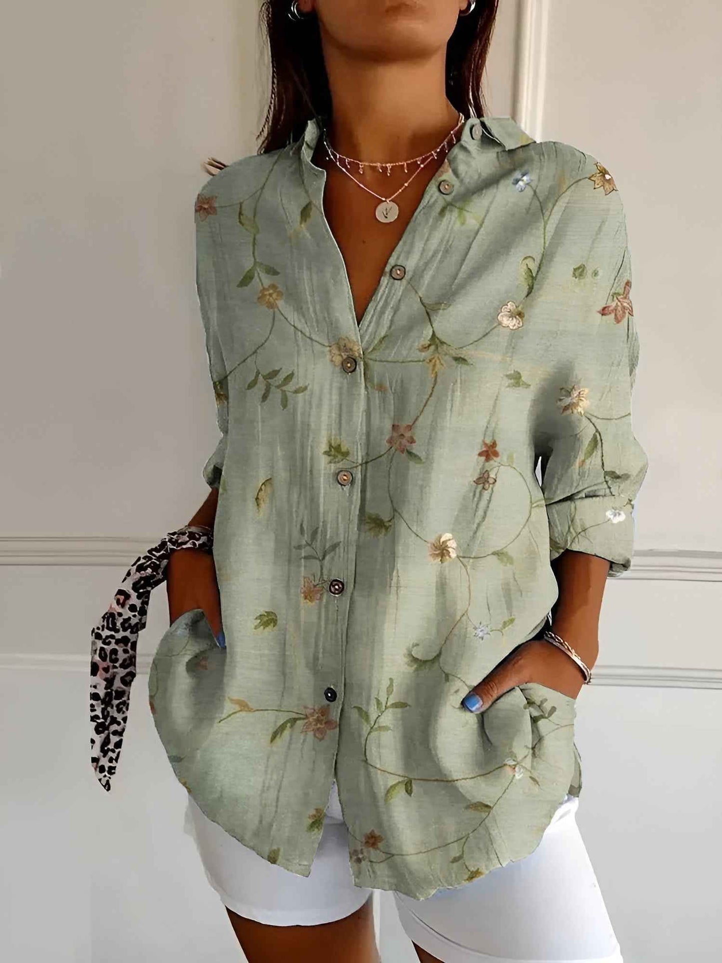 Women's Stylish Printed Button-Down Top 2