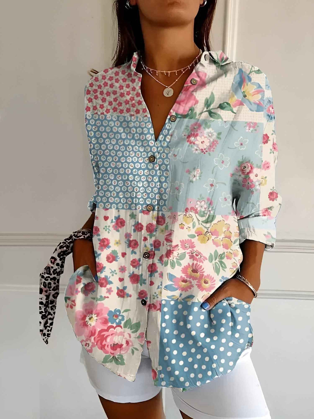 Women's Stylish Printed Button-Down Top 3