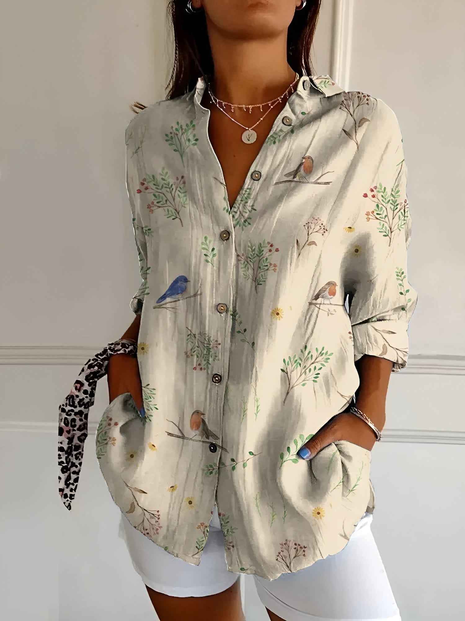 Women's Stylish Printed Button-Down Top 4