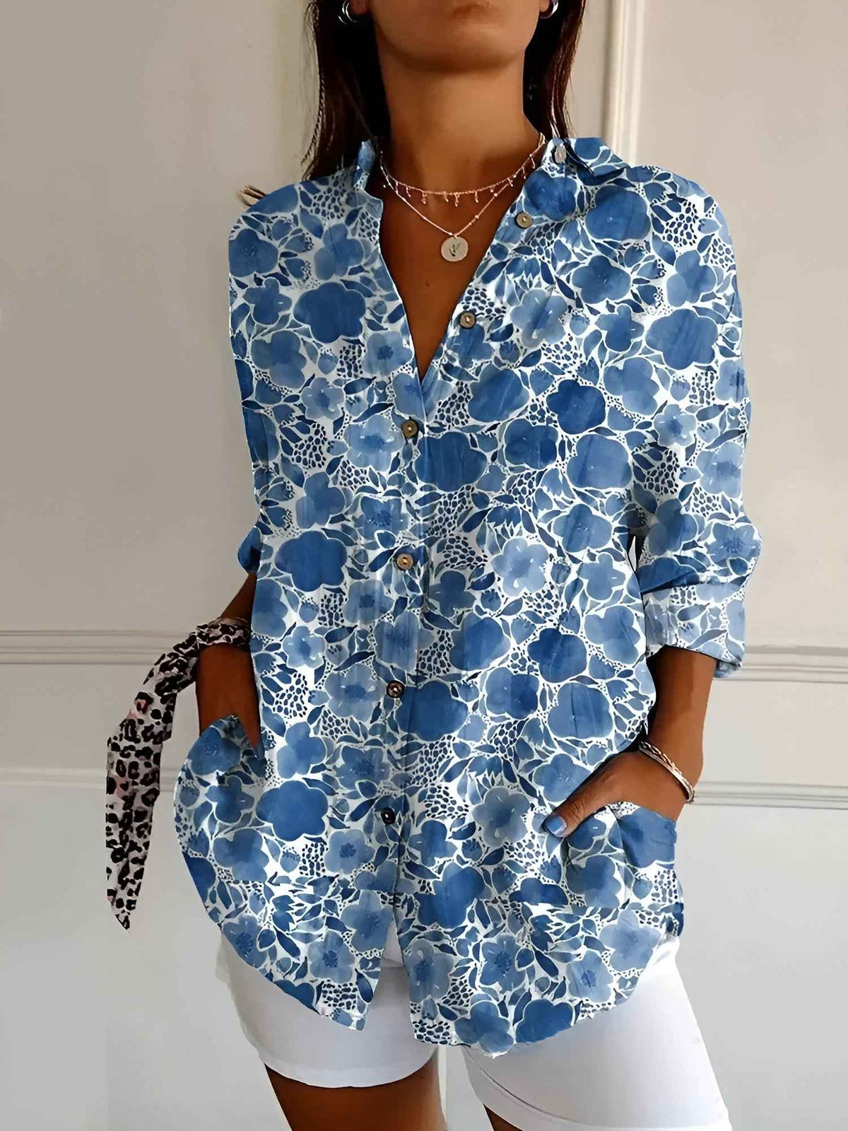 Women's Stylish Printed Button-Down Top 5