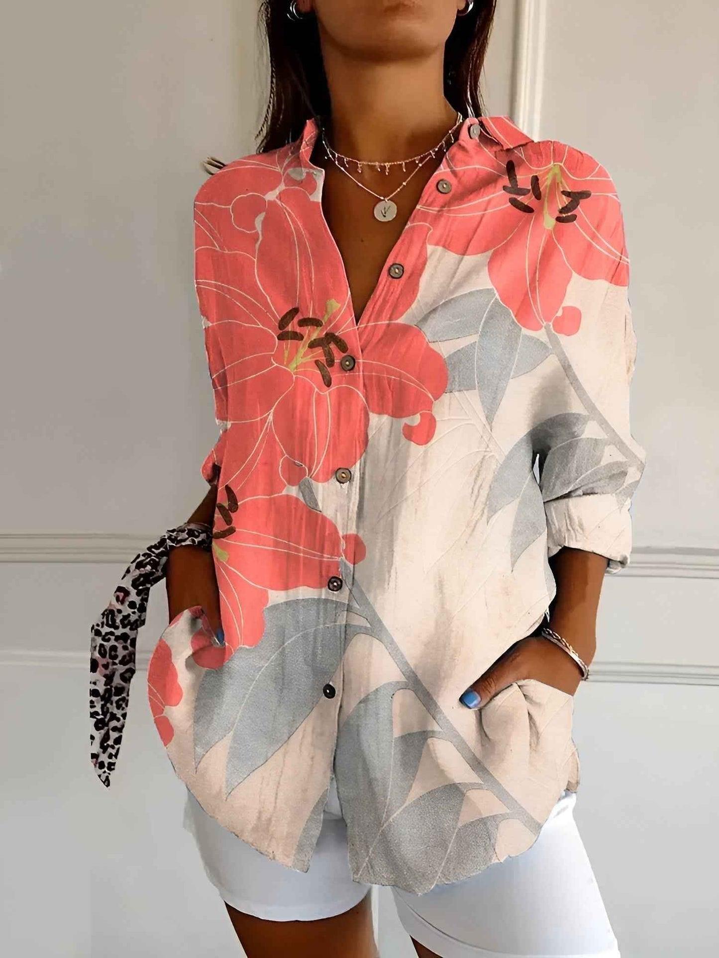 Women's Stylish Printed Button-Down Top 6