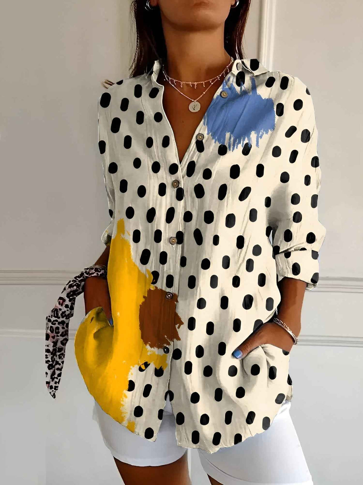 Women's Stylish Printed Button-Down Top 8