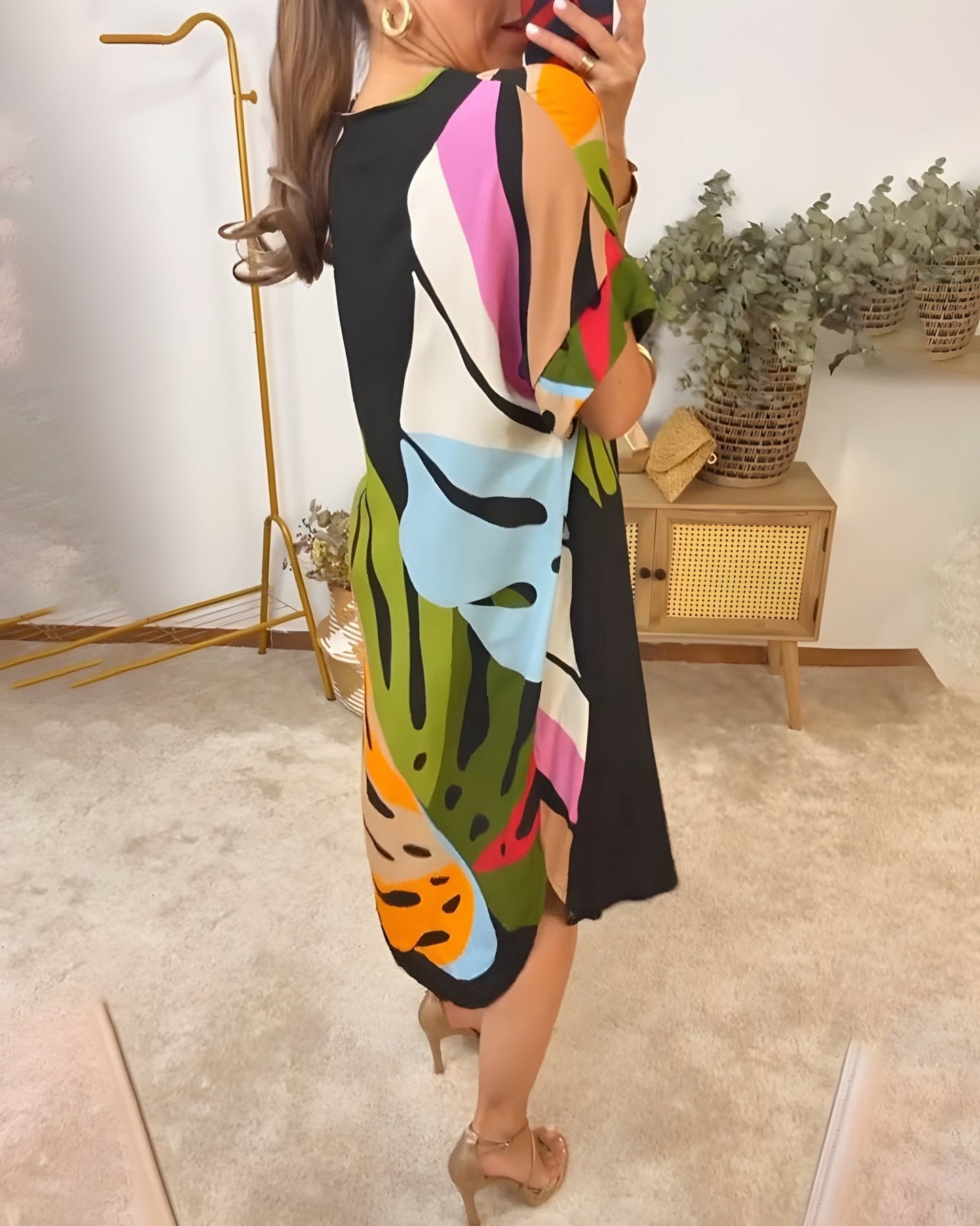 Women's Summer Dress | Abstract Midi V-Neck Midi 4