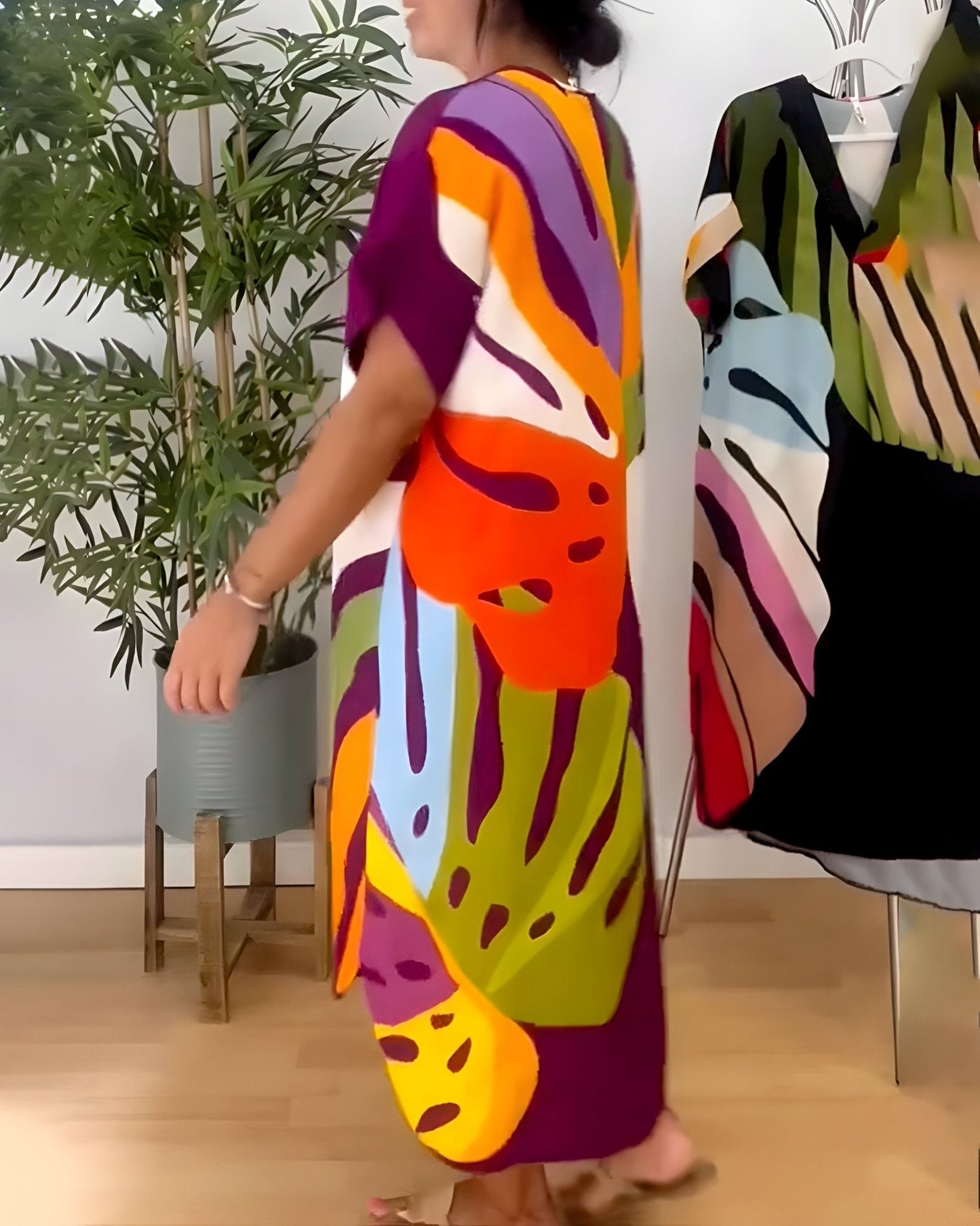 Women's Summer Dress | Abstract Midi V-Neck Midi 8