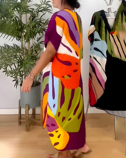 Women's Summer Dress | Abstract Midi V-Neck Midi 8