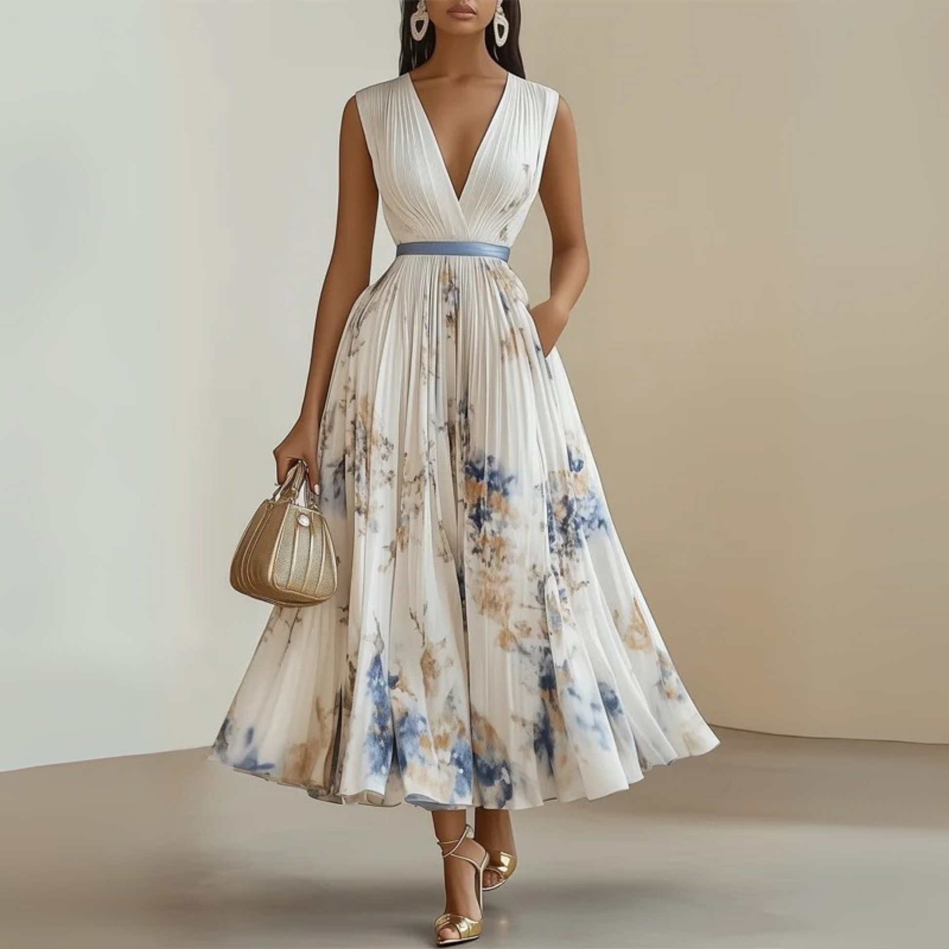 Women’s Summer Dress | Pleated Sleeveless Maxi 0