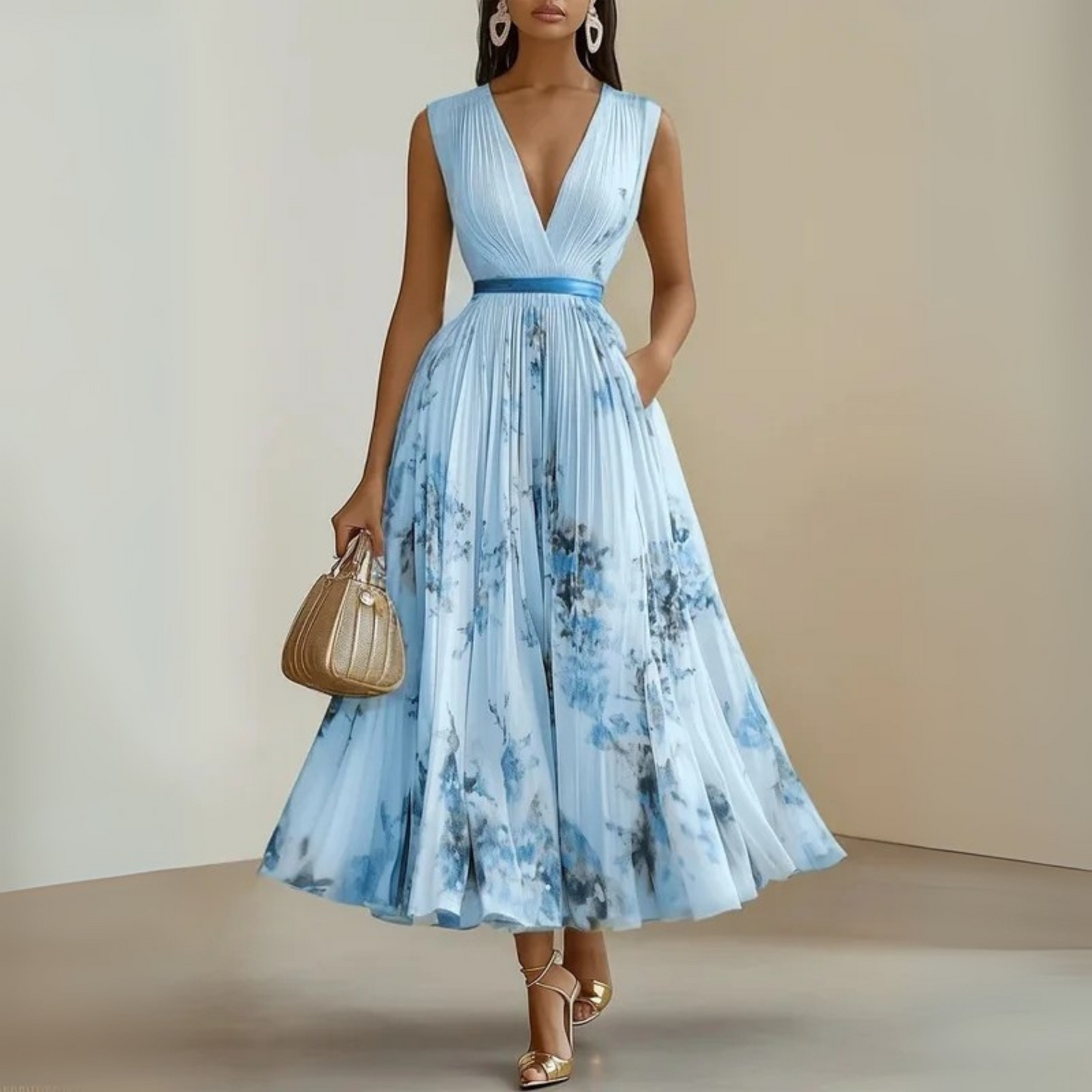 Women’s Summer Dress | Pleated Sleeveless Maxi 3