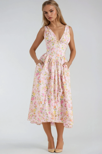 Women’s Summer Dress | Sleeveless V-Neck Midi 1