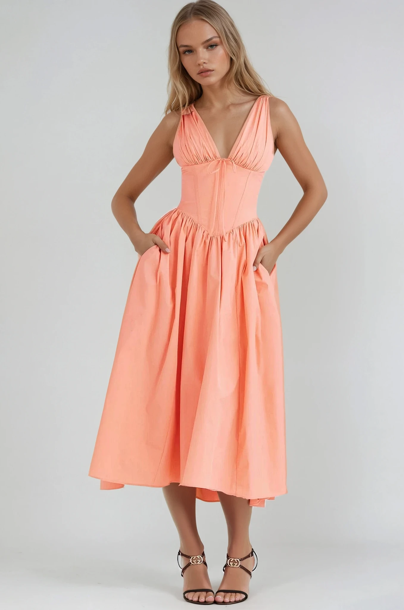 Women’s Summer Dress | Sleeveless V-Neck Midi 2