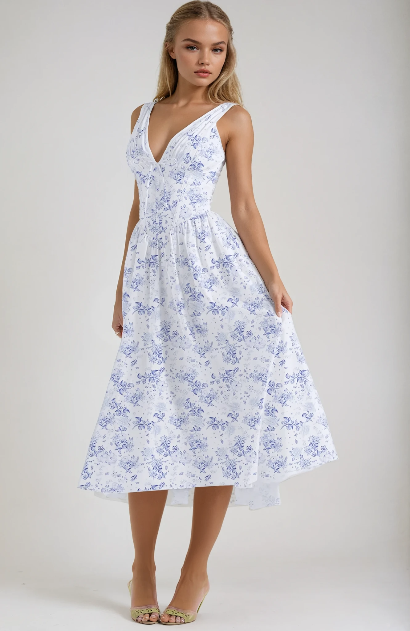 Women’s Summer Dress | Sleeveless V-Neck Midi 3