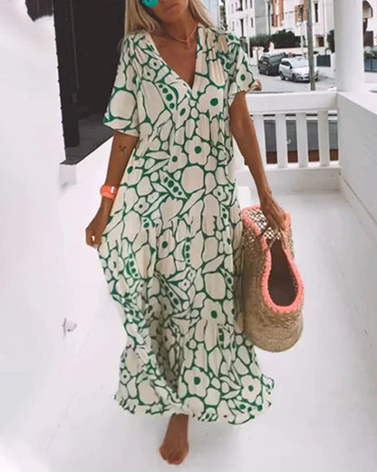 Women’s Summer Dress | V-Neck Abstract Print Maxi 6