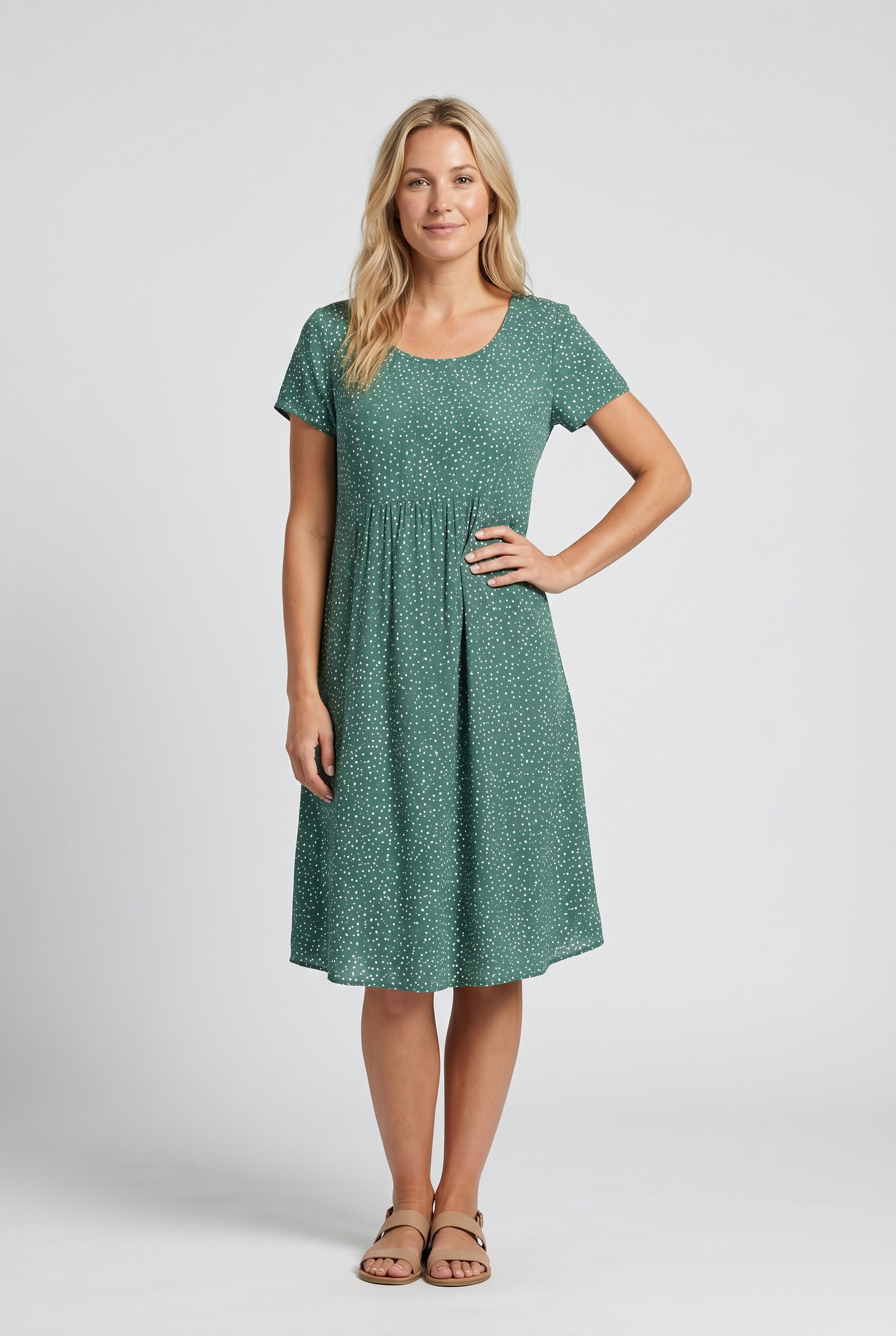 Women's Summer Dress | V Neck Short Sleeve Midi 2
