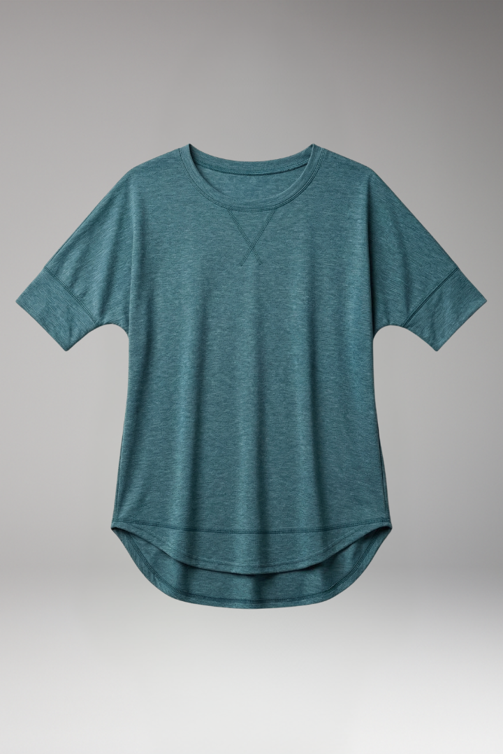Women's T Shirt with Curved Hem and Short Sleeves 1