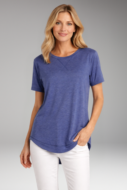 Women's T Shirt with Curved Hem and Short Sleeves 10