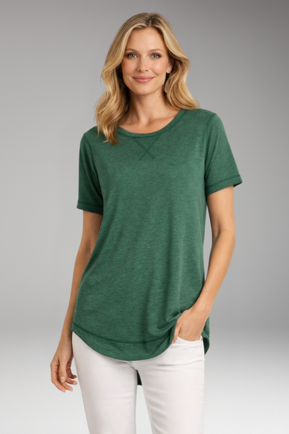 Women's T Shirt with Curved Hem and Short Sleeves 8