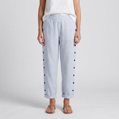 Women's Trousers | Stripe Panel Button Detail 1