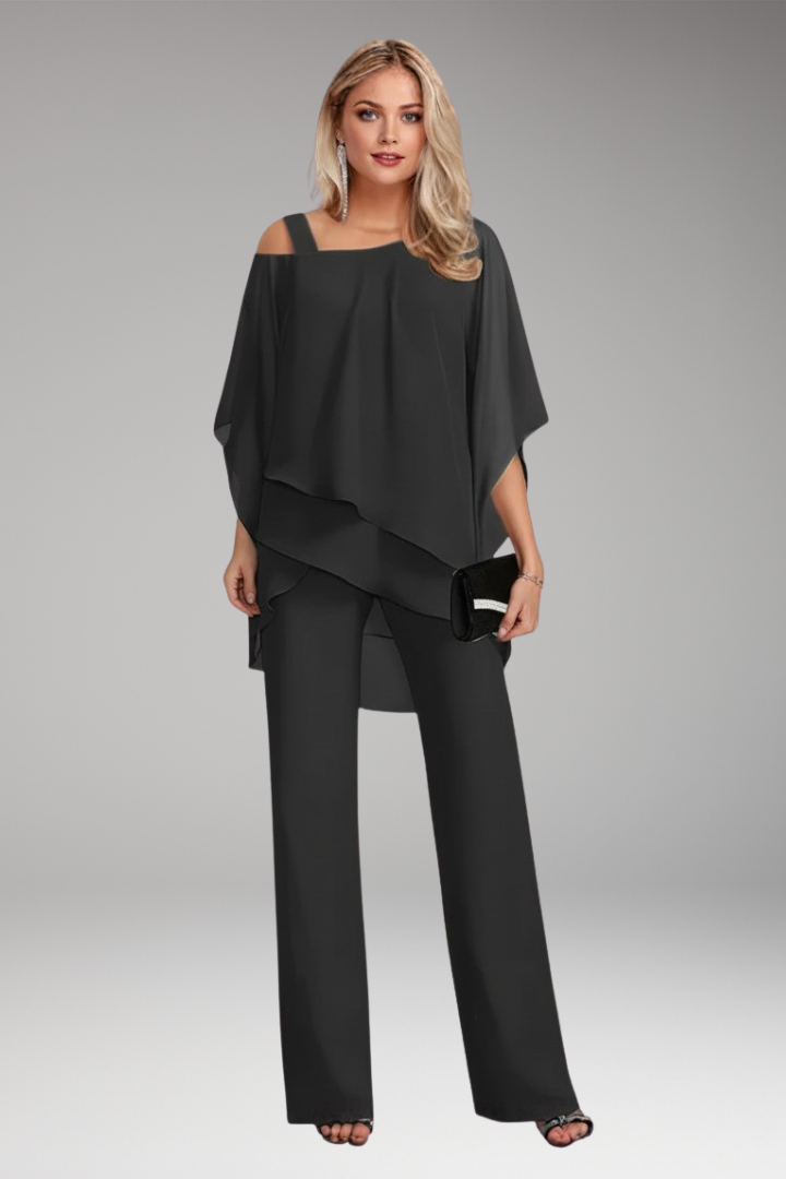 Women's Two-Piece Set with Layered Top and Wide-Leg Pants 5