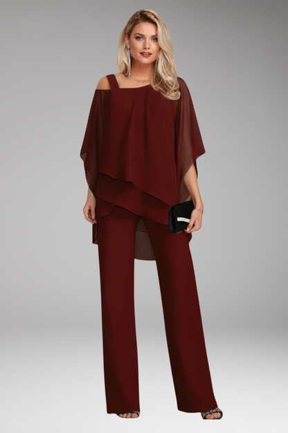 Women's Two-Piece Set with Layered Top and Wide-Leg Pants 6