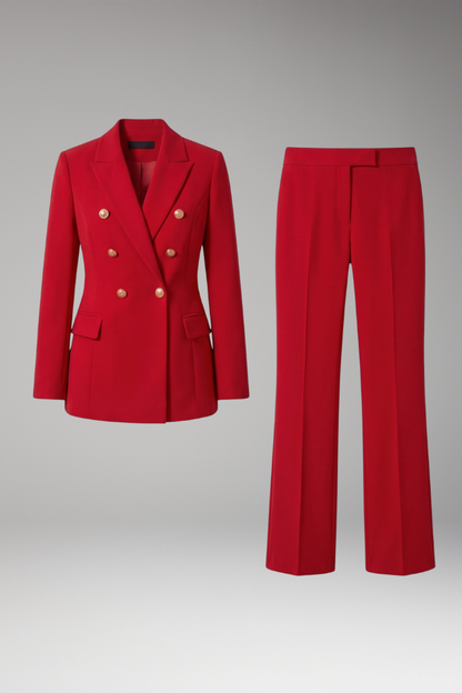 Women's Two Piece Set with Lapel Collar Blazer and Trousers 1